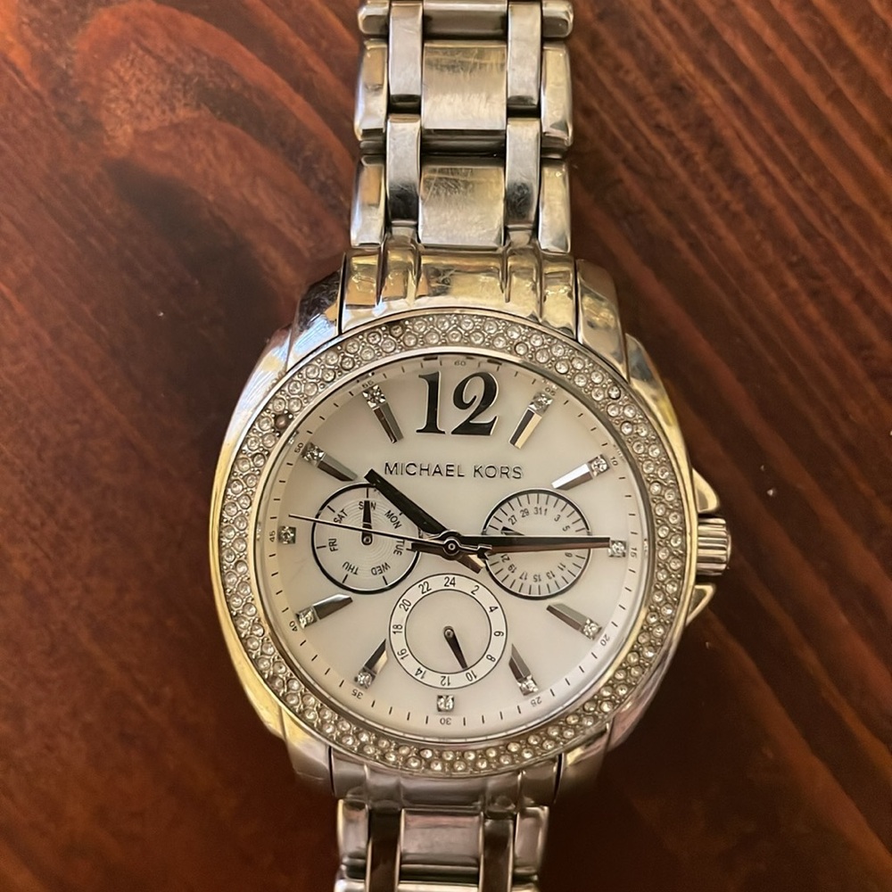 Silver Michael Kors watch with rhinestones - Picture 2 of 4